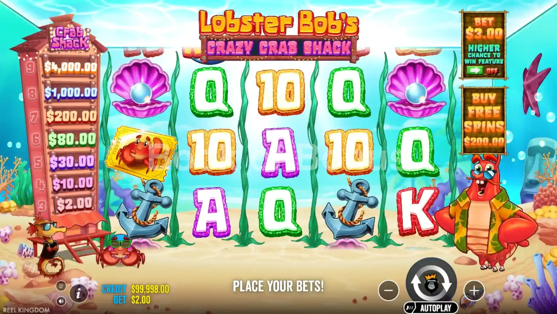 Lobster Bob's Crazy Crab Shack par Pragmatic Play - jeu de base et disposition des rouleaux