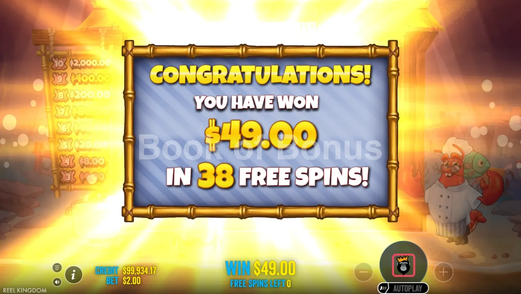 Lobster Bob's Sea Food and Win It par Pragmatic Play - gros gain