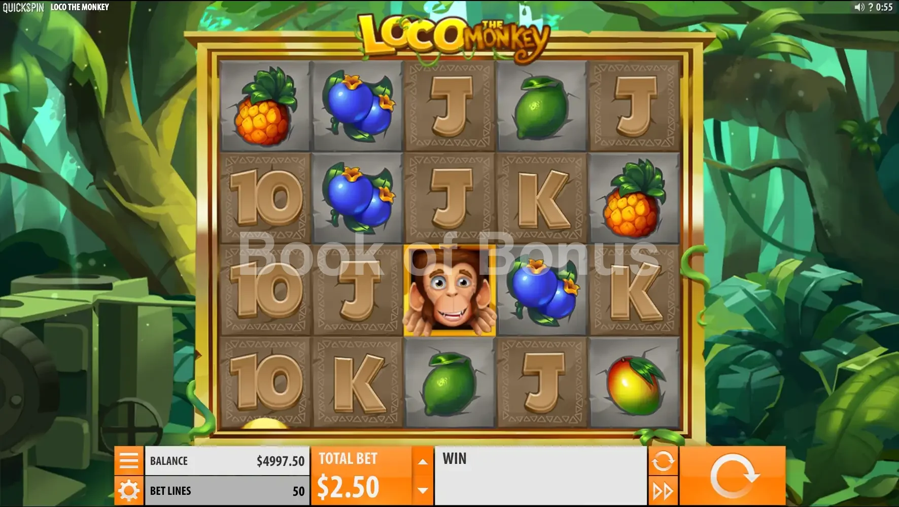 Loco The Monkey par Quickspin - jeu de base et disposition des rouleaux