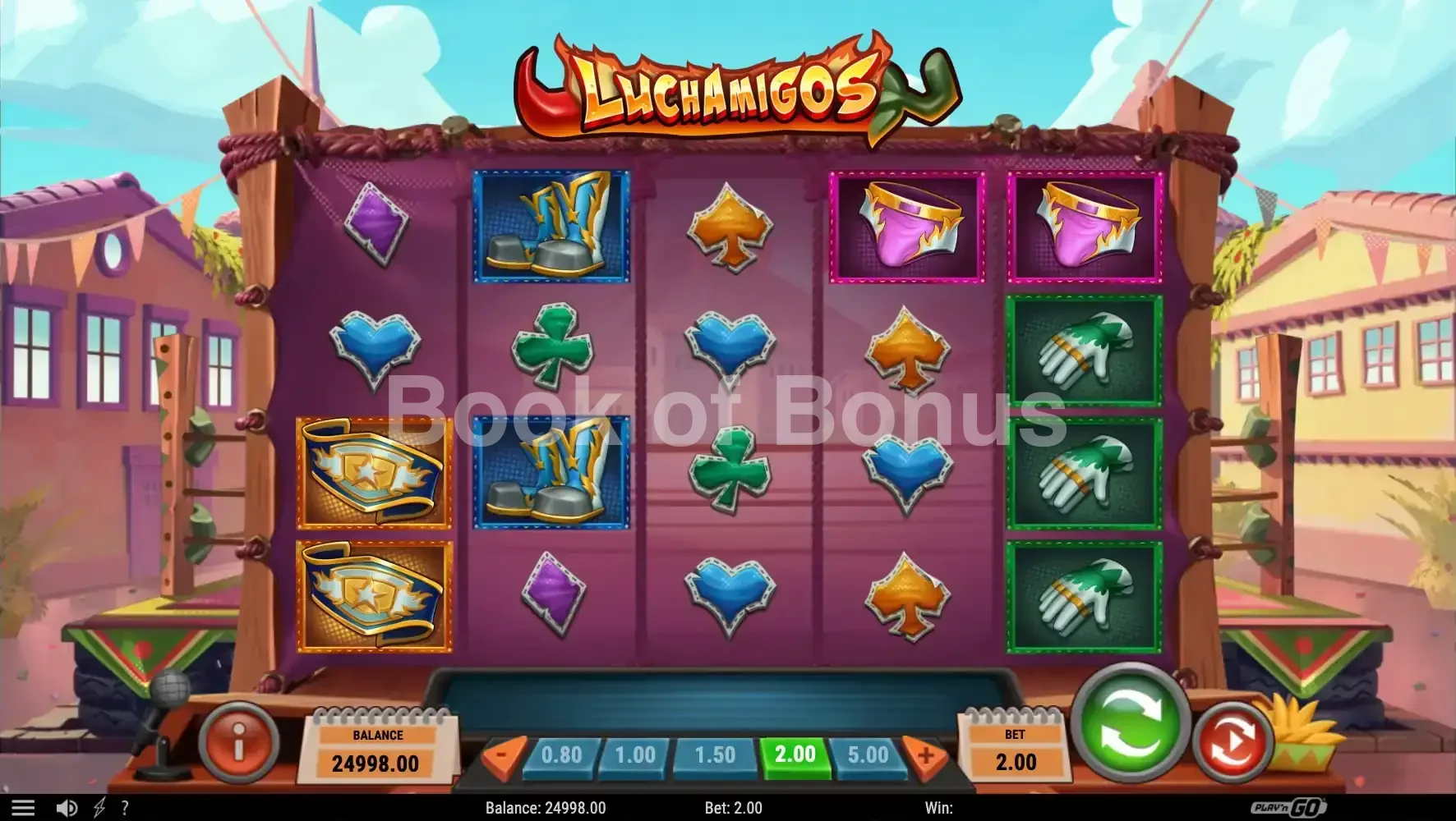 Luchamigos par Play'n GO - jeu de base et disposition des rouleaux