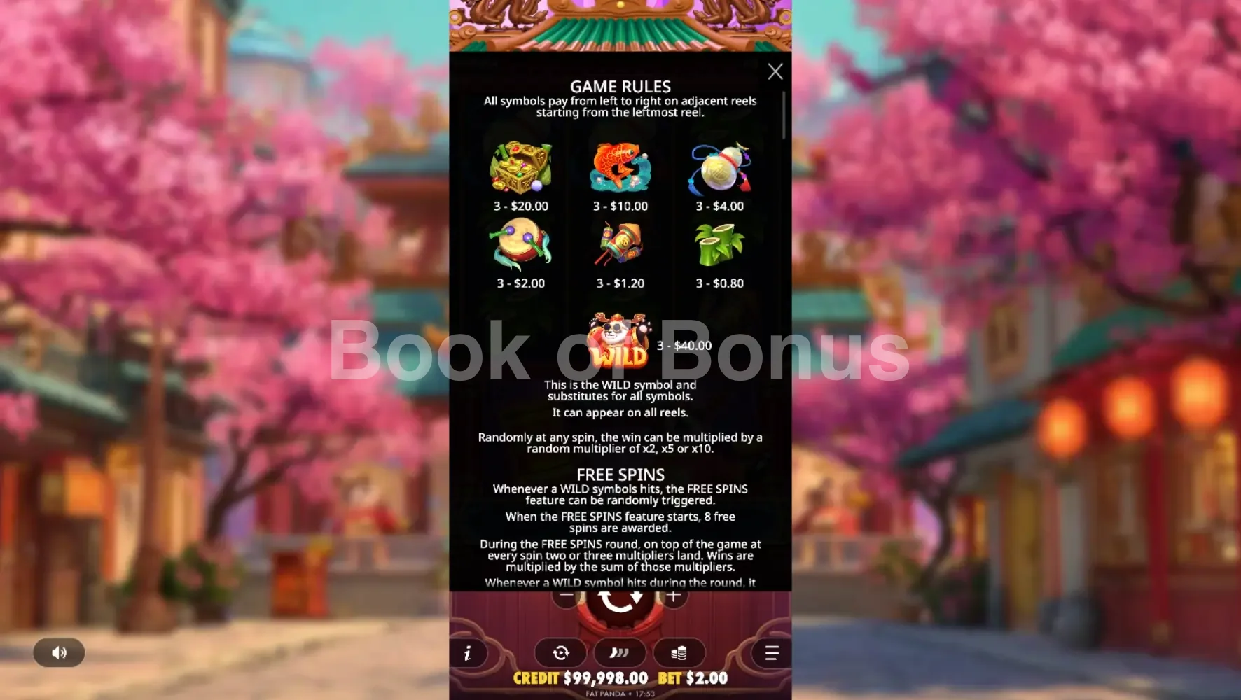 Lucky Panda par Pragmatic Play - table des gains et valeurs des symboles