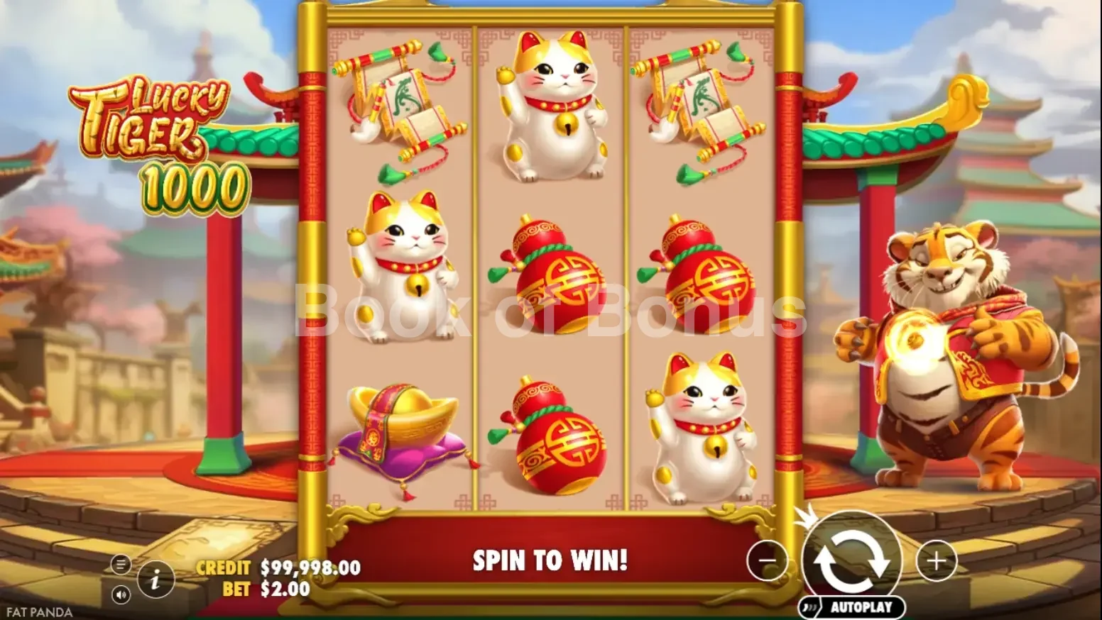 Lucky Tiger 1000 par Pragmatic Play - jeu de base et disposition des rouleaux