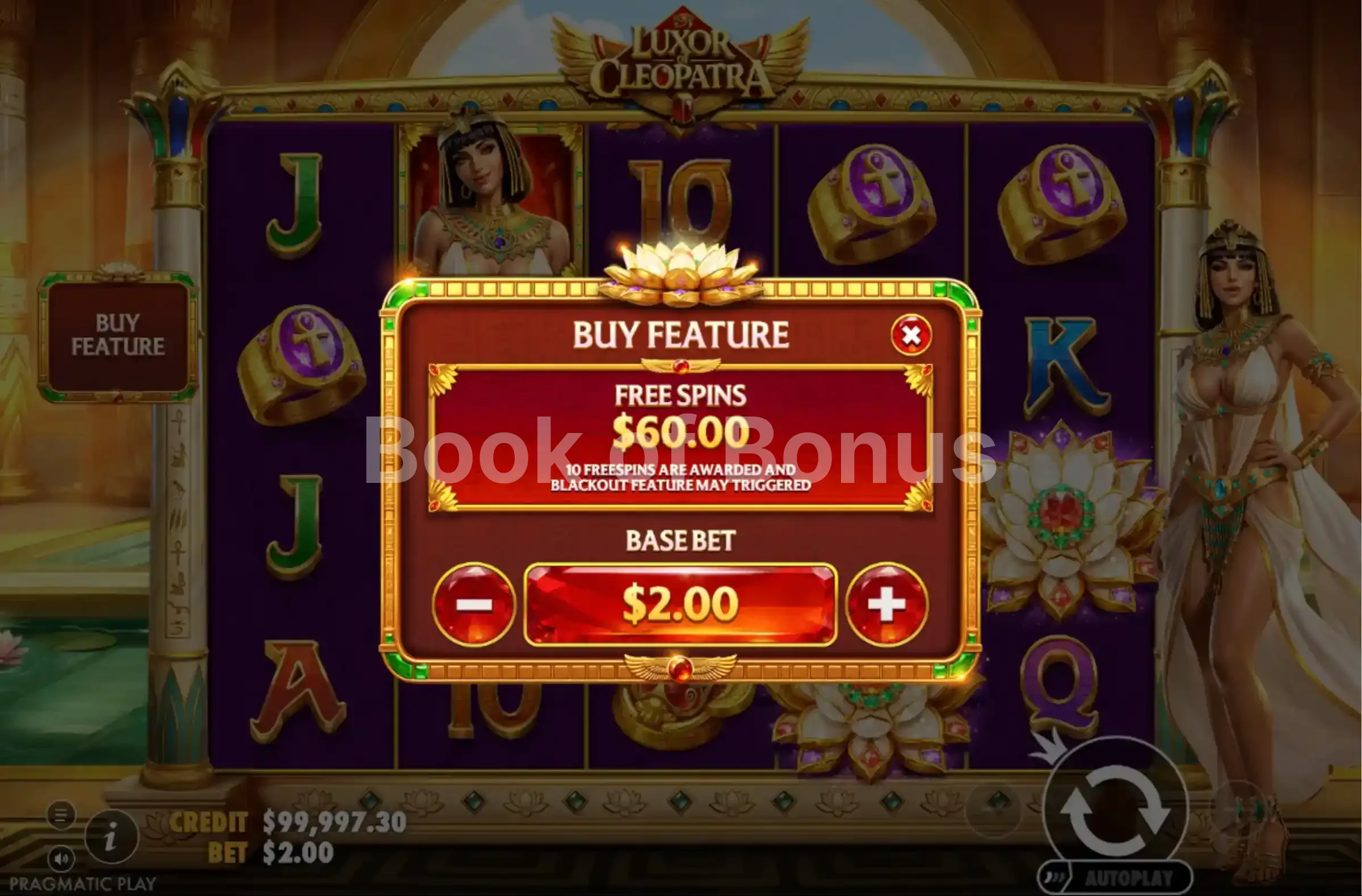 Achat du bonus Luxor of Cleopatra