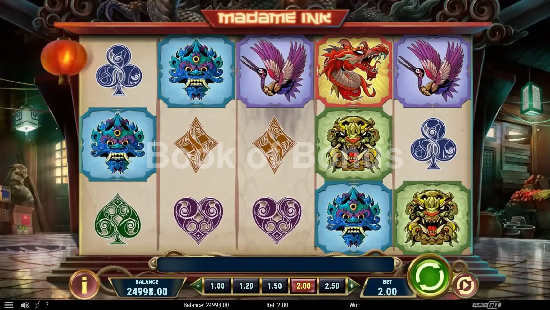Madame Ink par Play'n GO - jeu de base et disposition des rouleaux