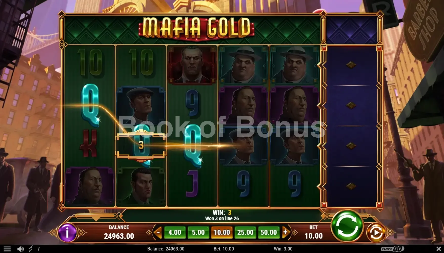 Mafia Gold par Play'n GO - spin result