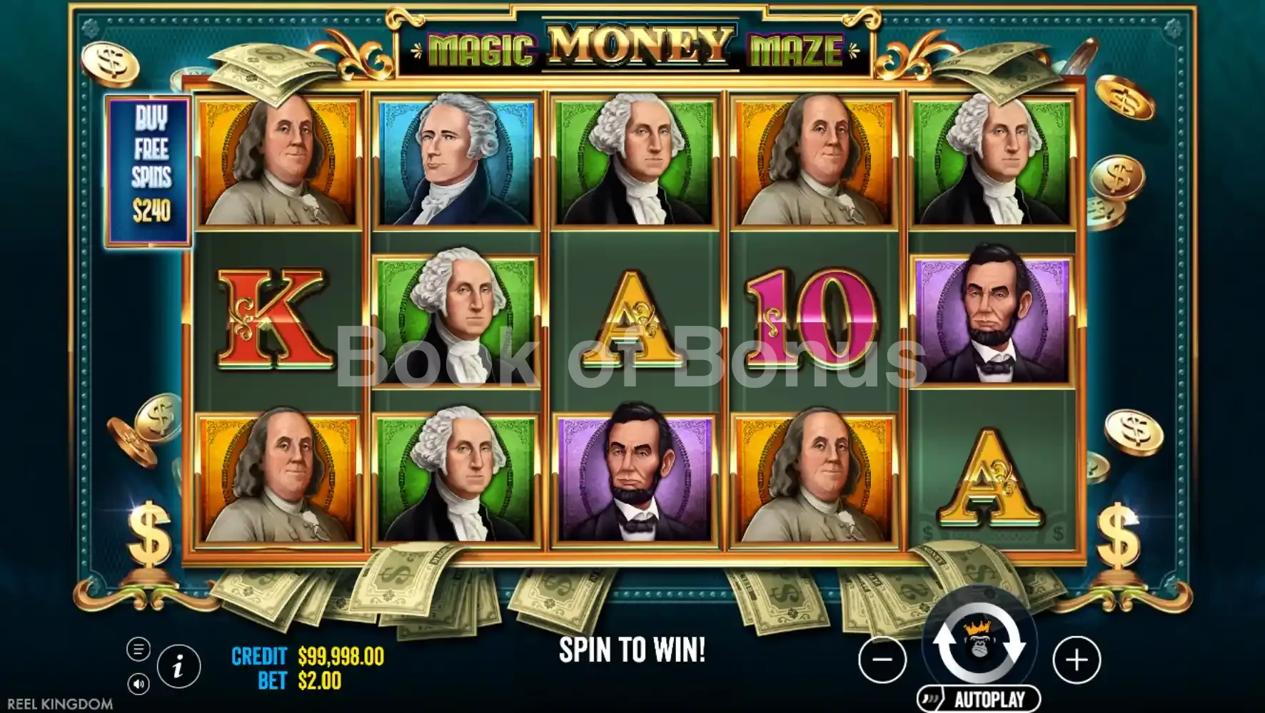 Magic Money Maze par Reel Kingdom - jeu de base et disposition des rouleaux