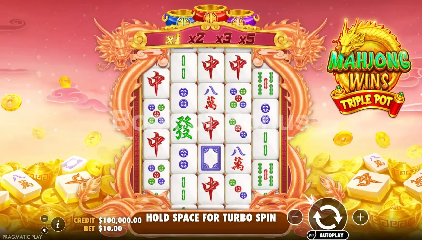 Mahjong Wins Triple Pot par Pragmatic Play - jeu de base et disposition des rouleaux