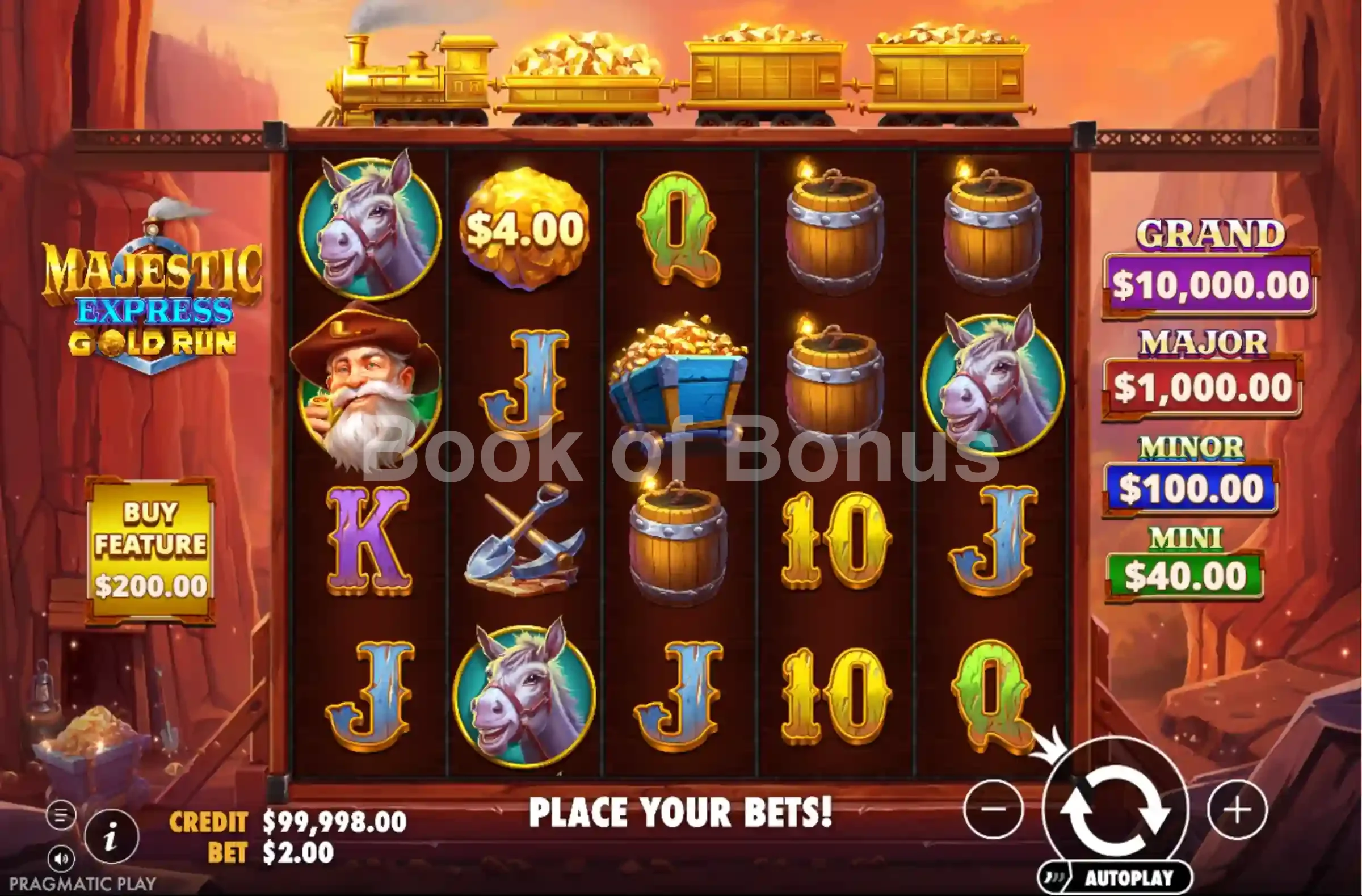 Majestic Express Gold Run par Pragmatic Play - jeu de base et disposition des rouleaux