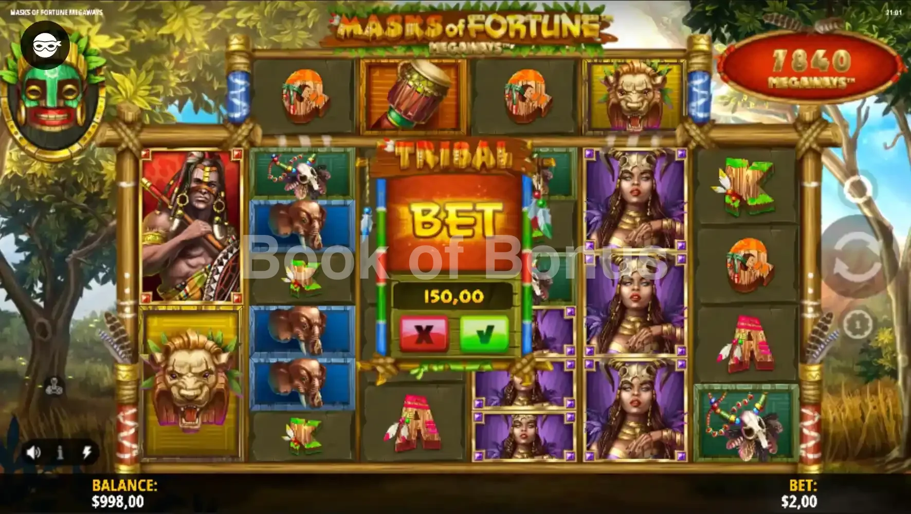 Achat de bonus Masks of Fortune Megaways