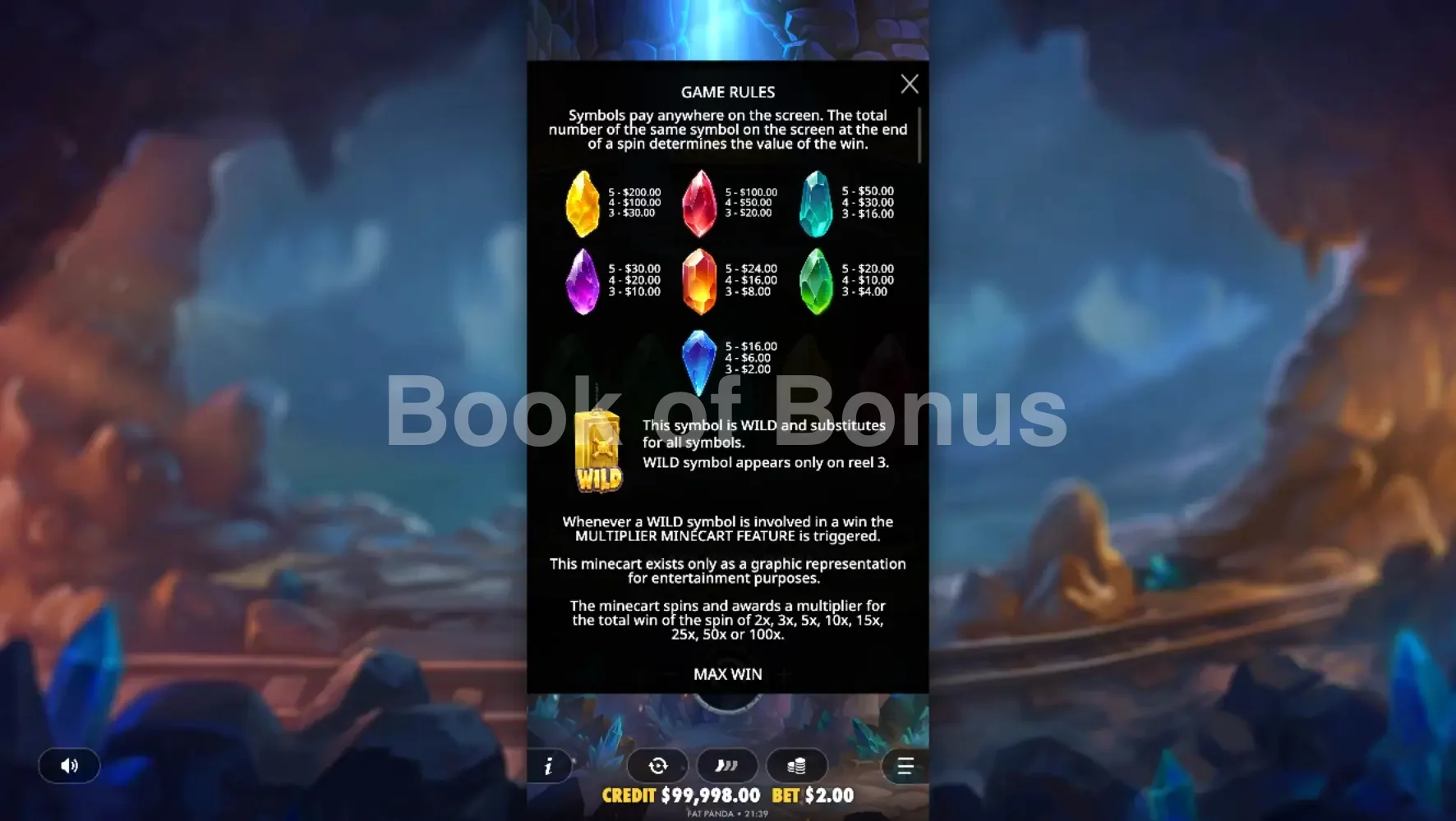 Master Gems par Pragmatic Play - table des gains et valeurs des symboles