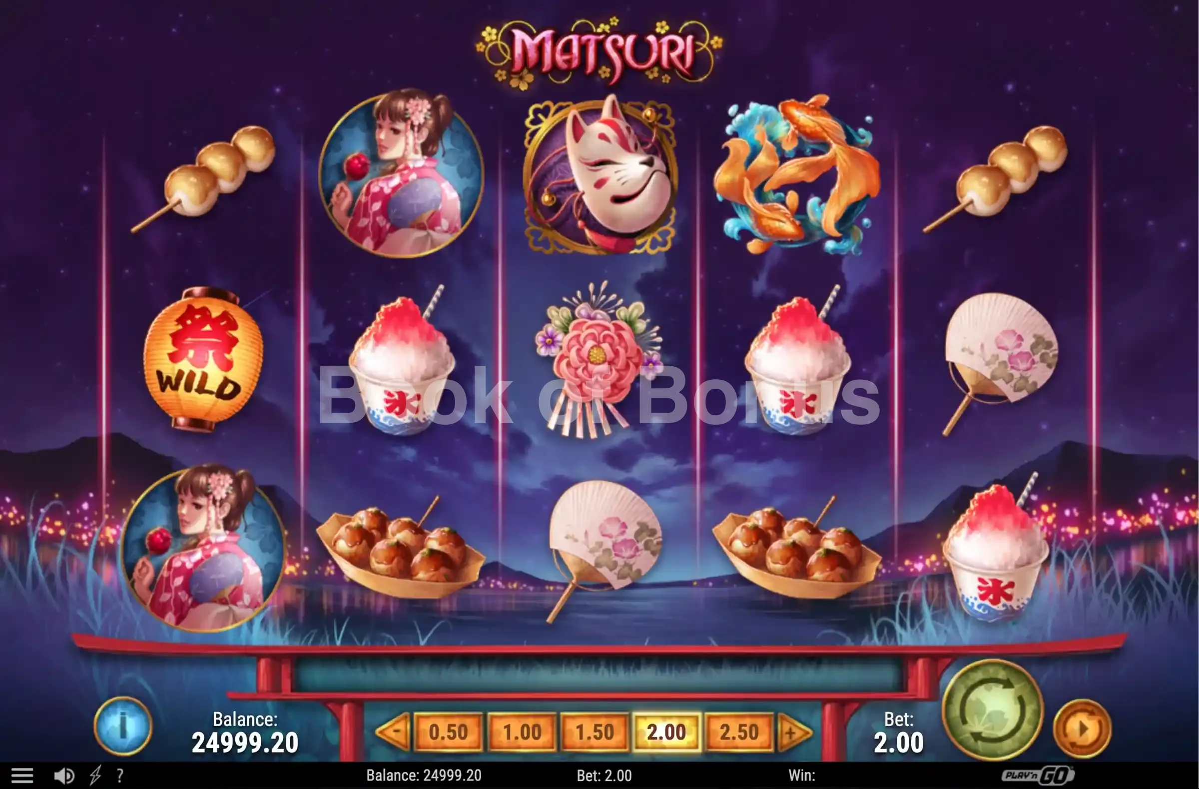 Matsuri par Play'n GO - jeu de base et disposition des rouleaux