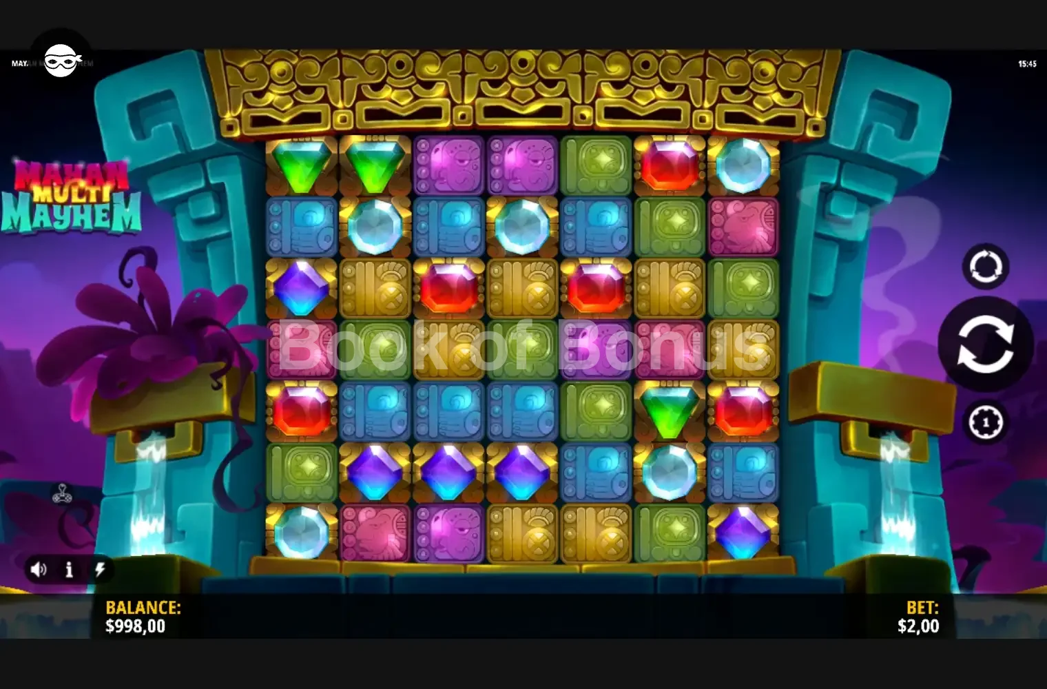 Mayan Multi Mayhem par iSoftBet - jeu de base et disposition des rouleaux