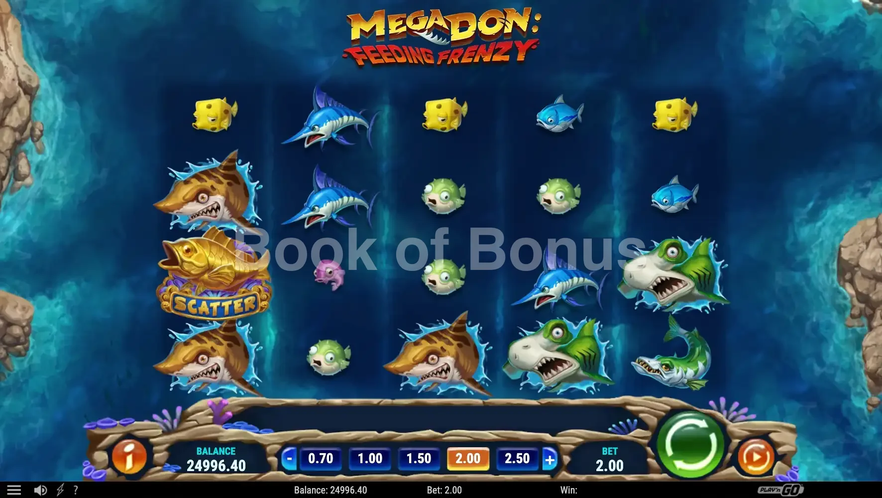 Mega Don Feeding Frenzy par Play'n GO - jeu de base et disposition des rouleaux