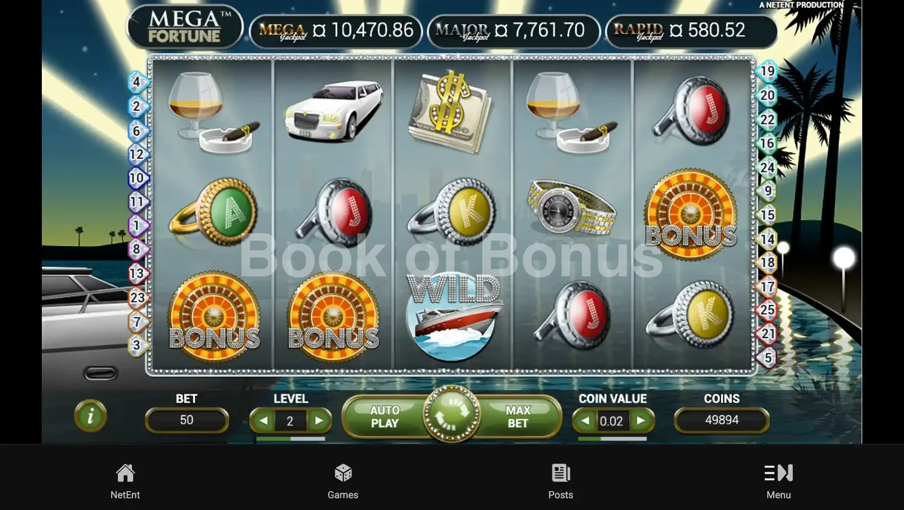 Mega Fortune Dreams par NetEnt - jeu de base et disposition des rouleaux