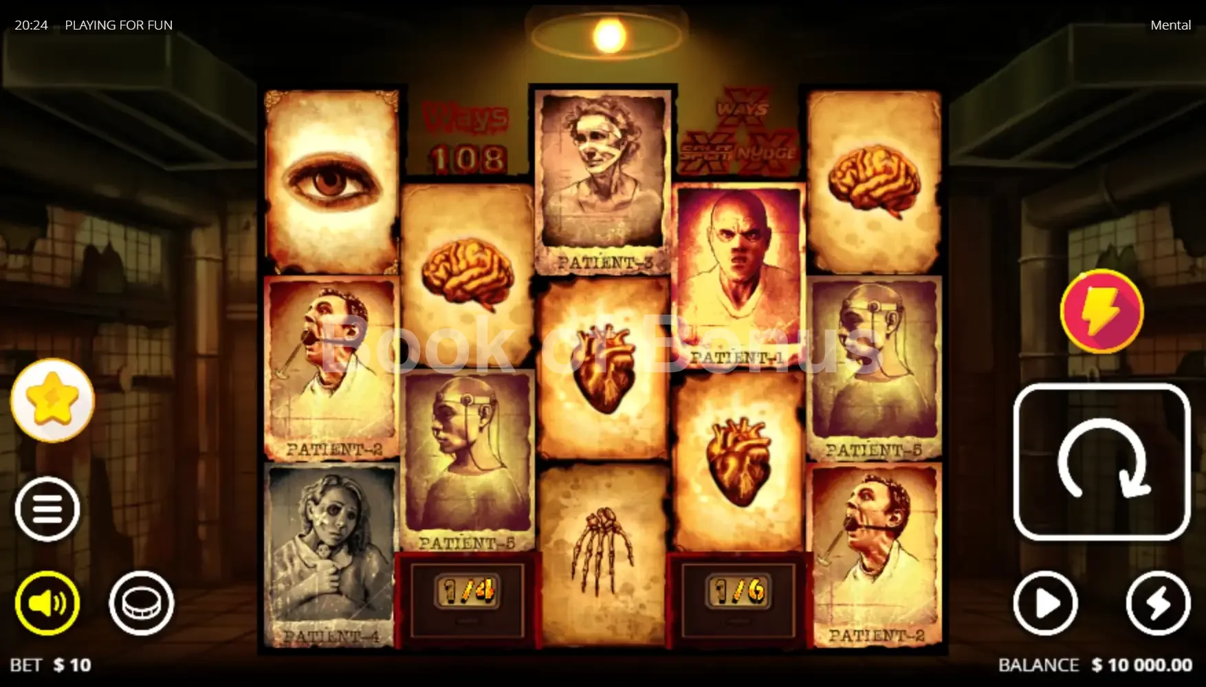 Mental par Nolimit City - jeu de base et disposition des rouleaux
