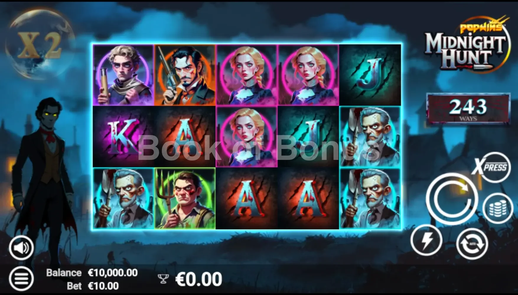 Midnight Hunt par Avatar UX - jeu de base et disposition des rouleaux
