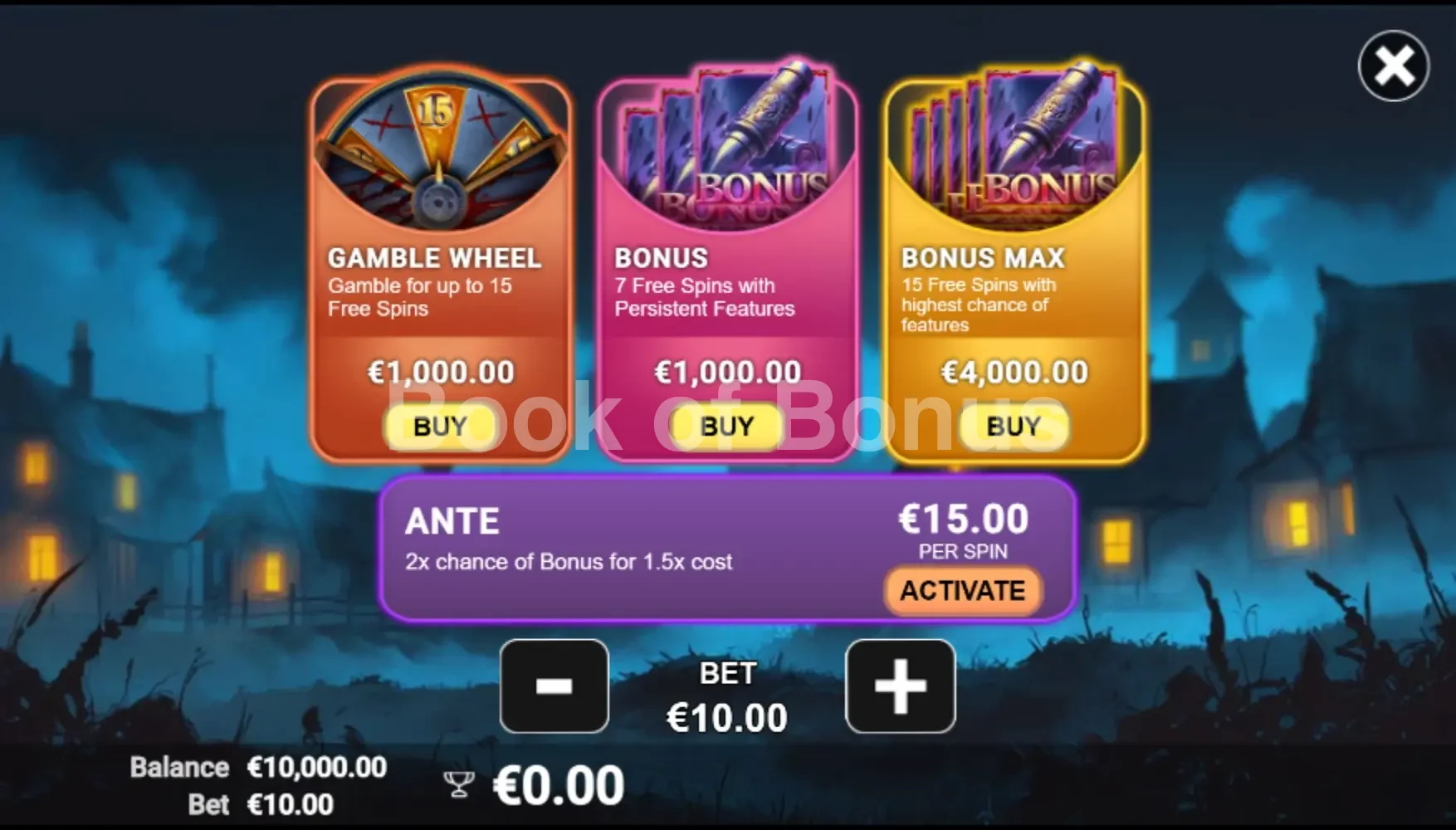 Midnight Hunt par Avatar UX - menu d'achat de bonus et options
