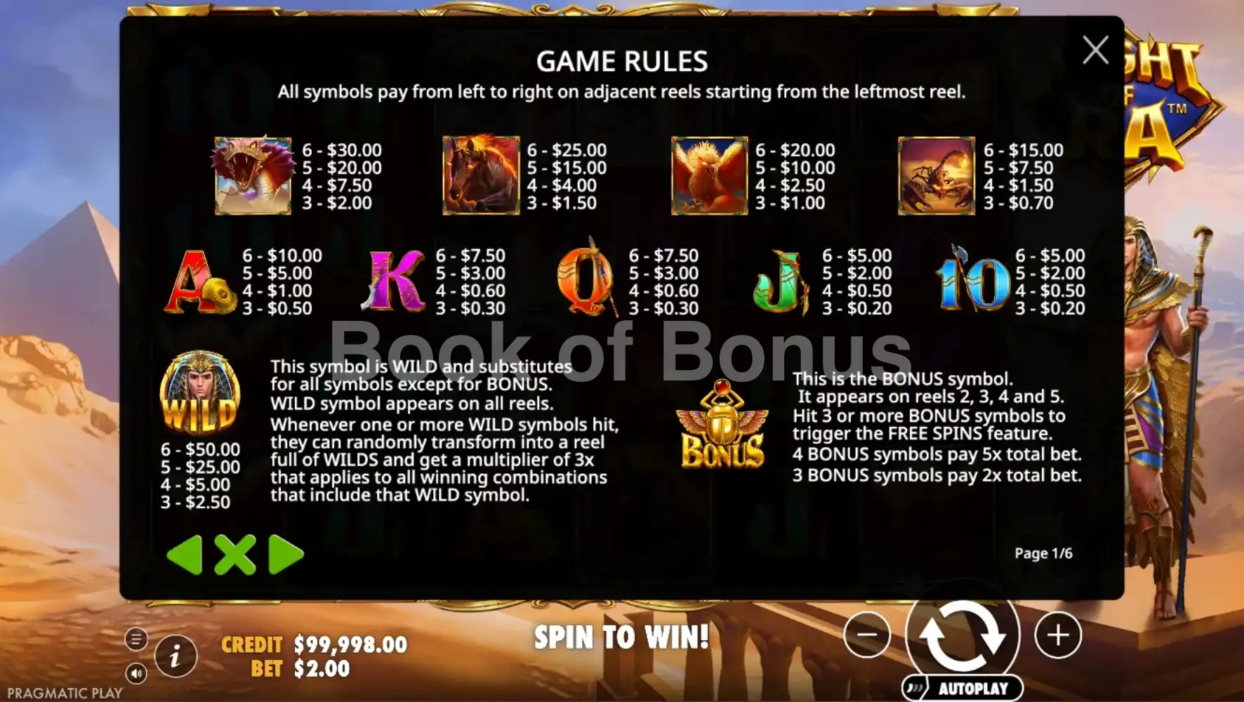 Might of Ra par Pragmatic Play - table des gains et valeurs des symboles