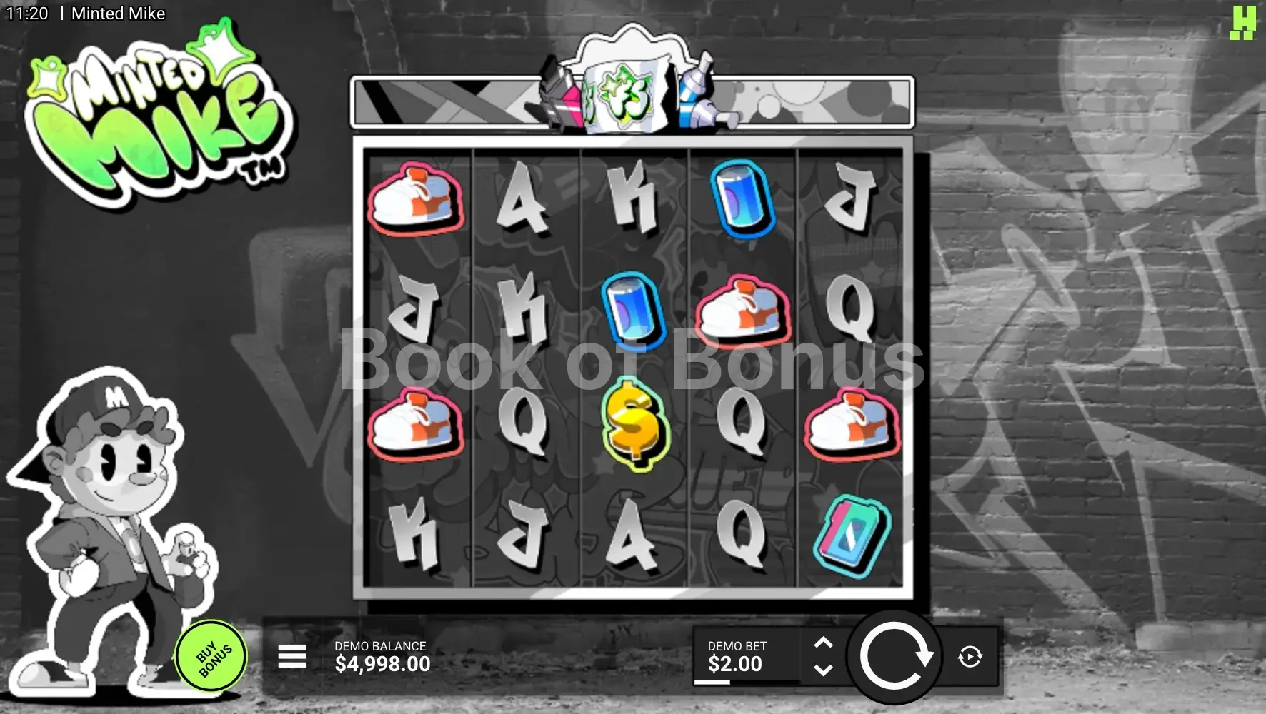 Minted Mike par Hacksaw Gaming - jeu de base et disposition des rouleaux