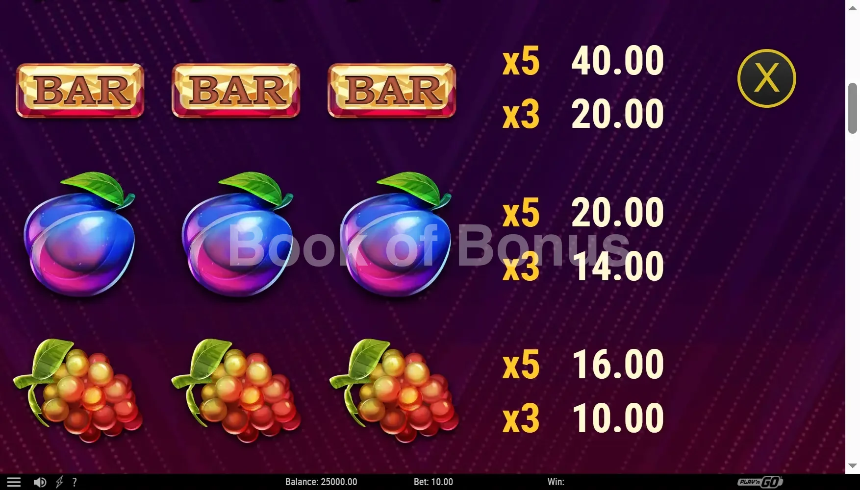 Mirror Joker par Play'n GO - pay table 2