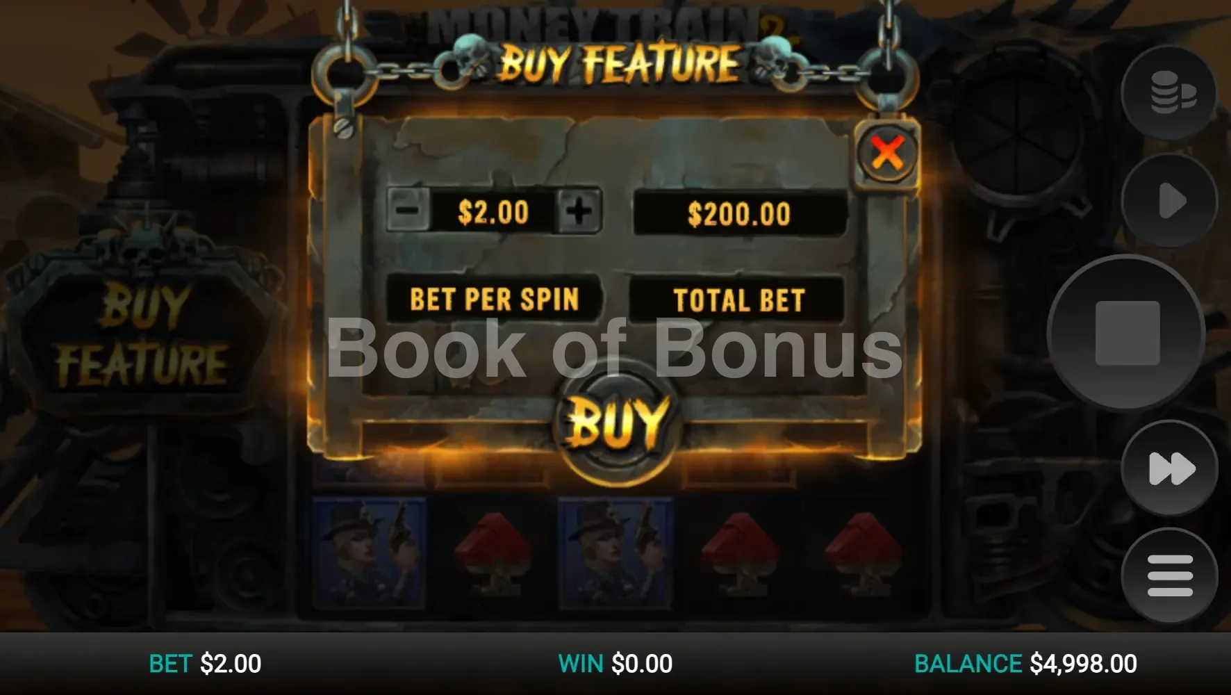 Achat de bonus Money Train 2