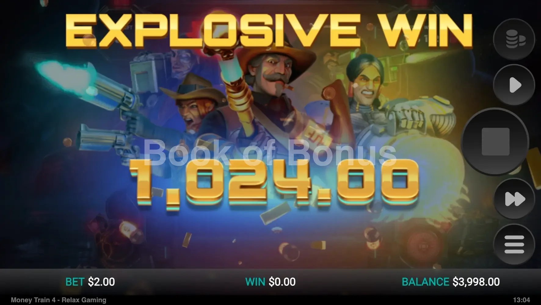 Money Train 4 par Relax Gaming - gros gain