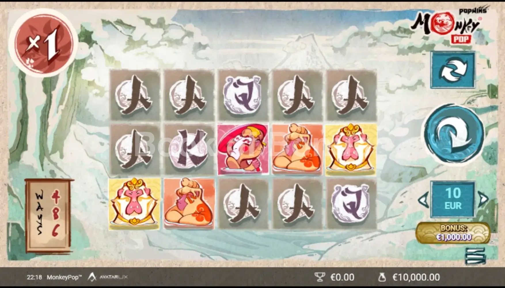 MonkeyPop par Avatar UX - jeu de base et disposition des rouleaux