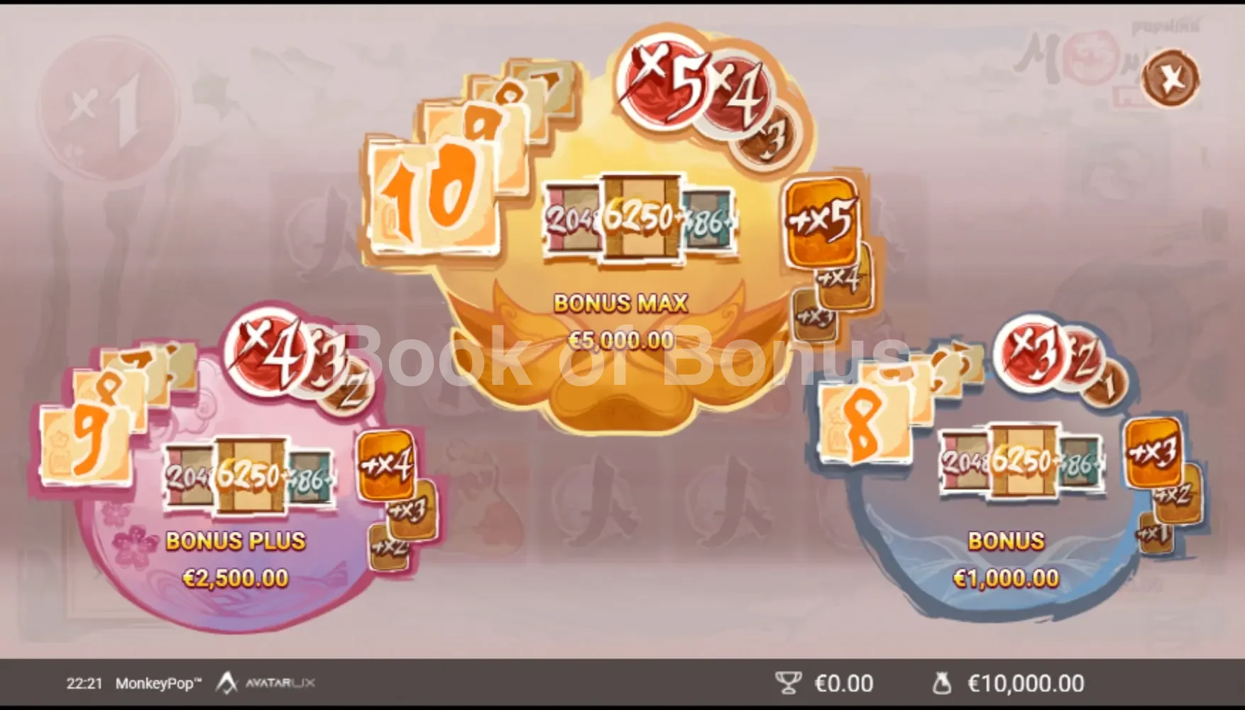 MonkeyPop par Avatar UX - menu d'achat de bonus et options