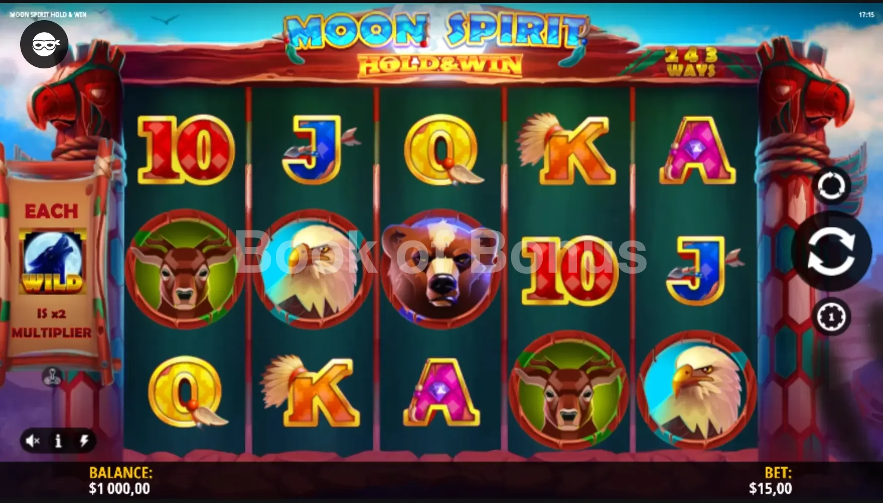 Moon Spirit Hold & Win par iSoftBet - jeu de base et disposition des rouleaux