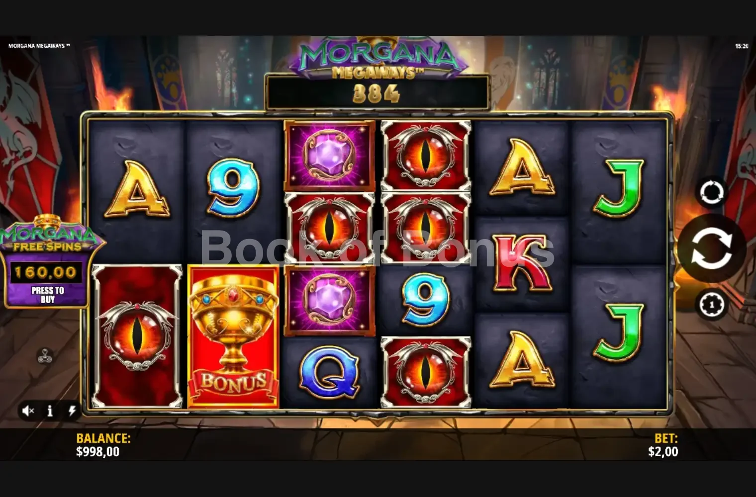 Morgana Megaways par iSoftBet - jeu de base et disposition des rouleaux