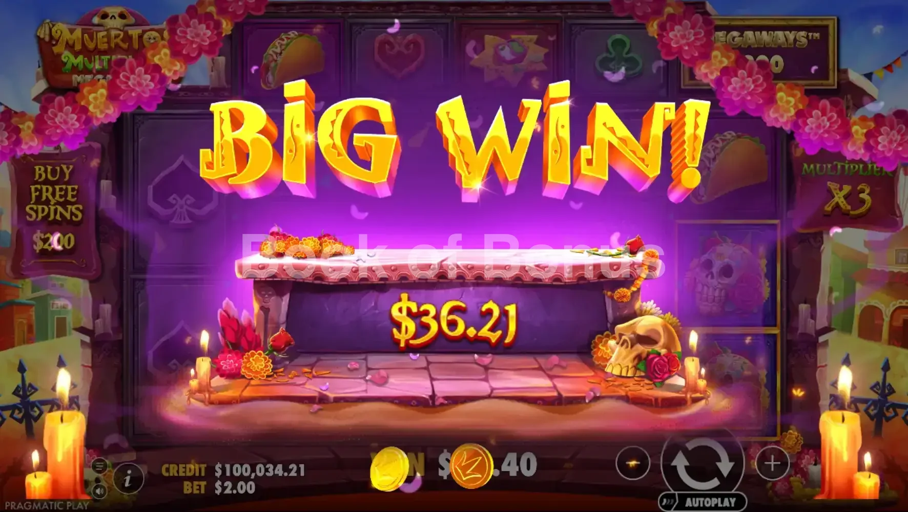 Muertos Multiplier Megaways par Pragmatic Play - gros gain