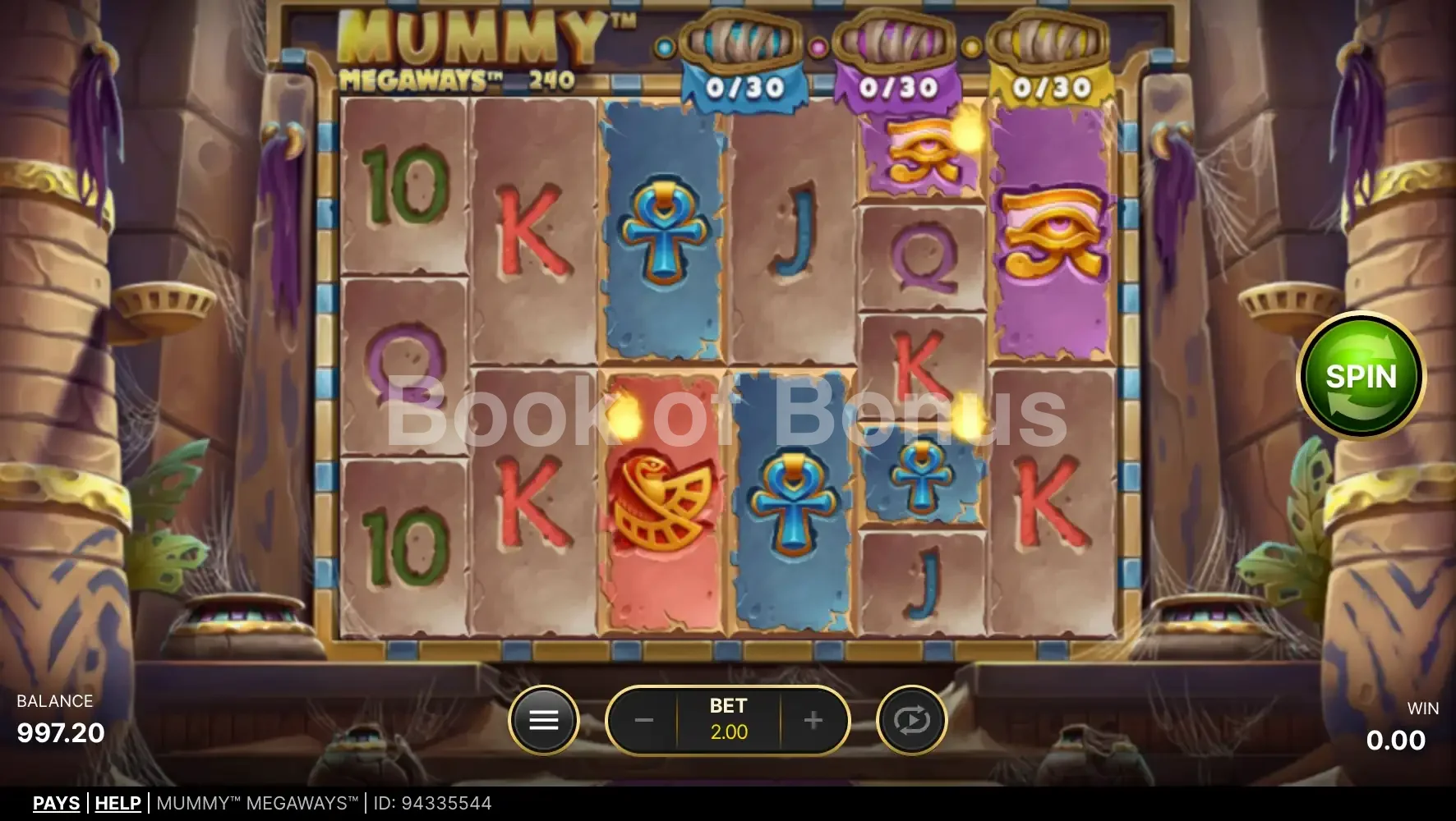 Mummy Megaways par NetEnt - base game 2