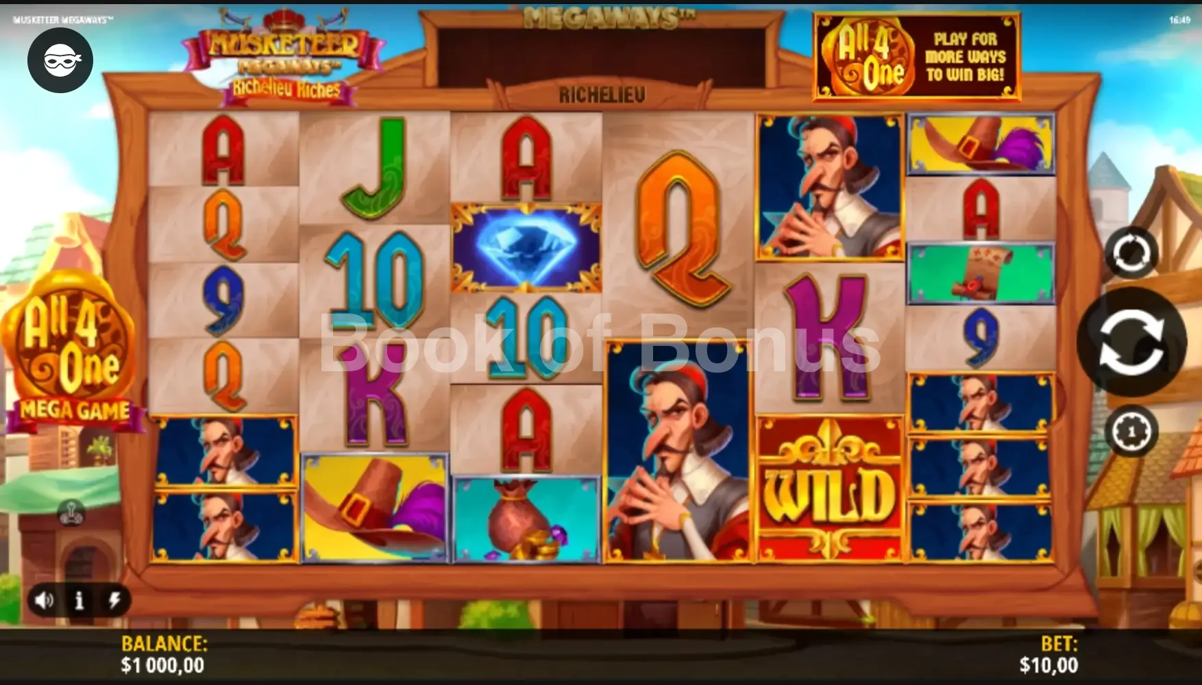 Jeu de base Musketeer Megaways