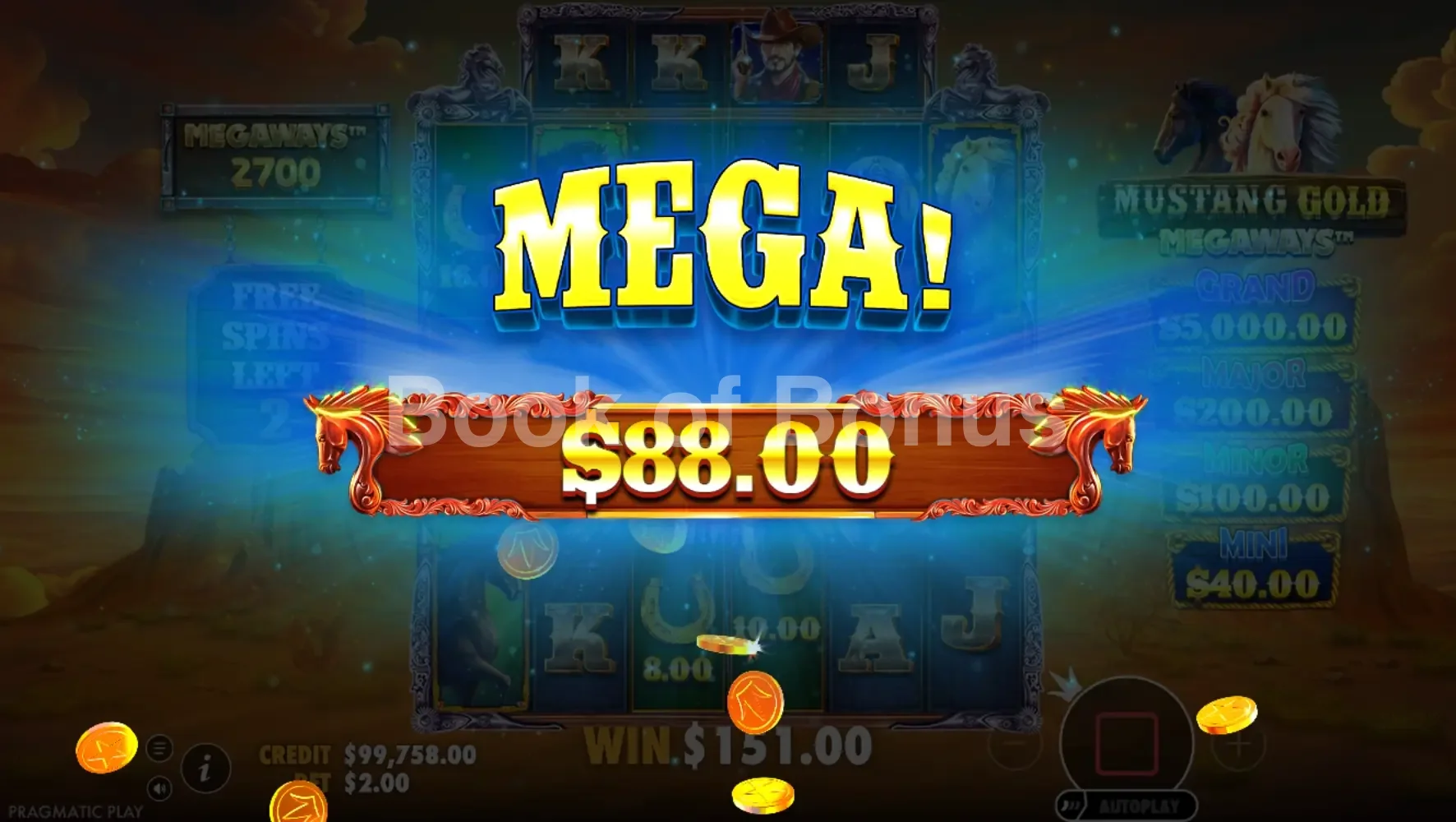 Mustang Gold Megaways par Pragmatic Play - gros gain