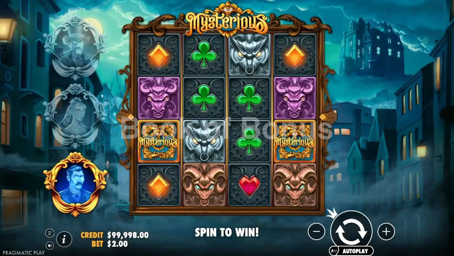 Mysterious par Pragmatic Play - jeu de base et disposition des rouleaux