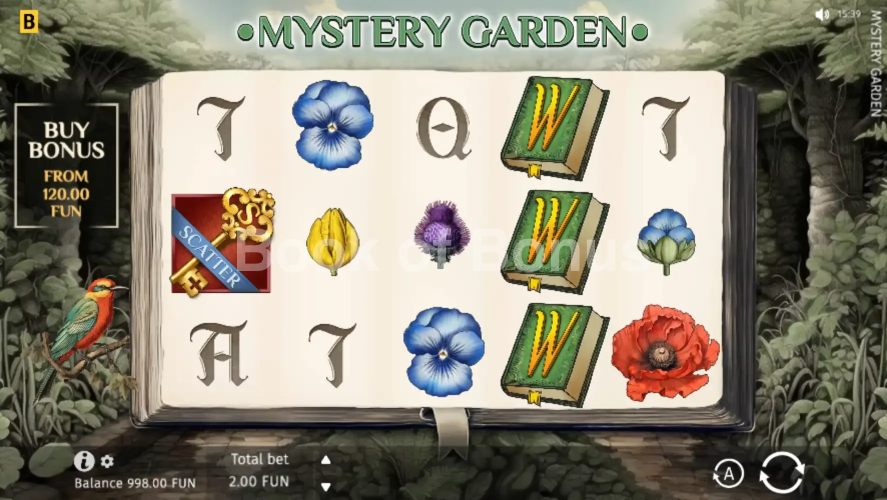Mystery Garden par BGaming - jeu de base et disposition des rouleaux