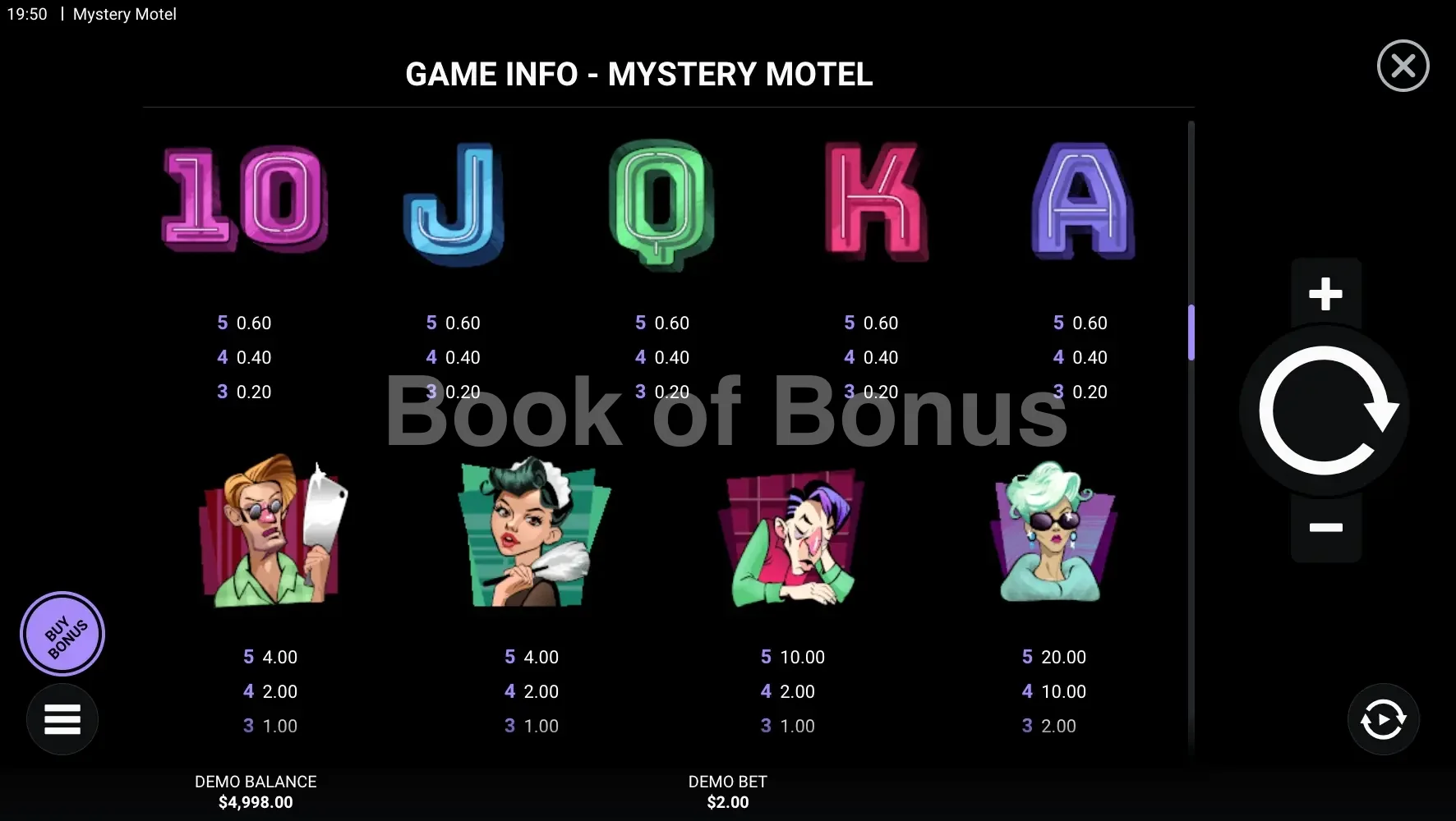 Table de paiement Mystery Motel