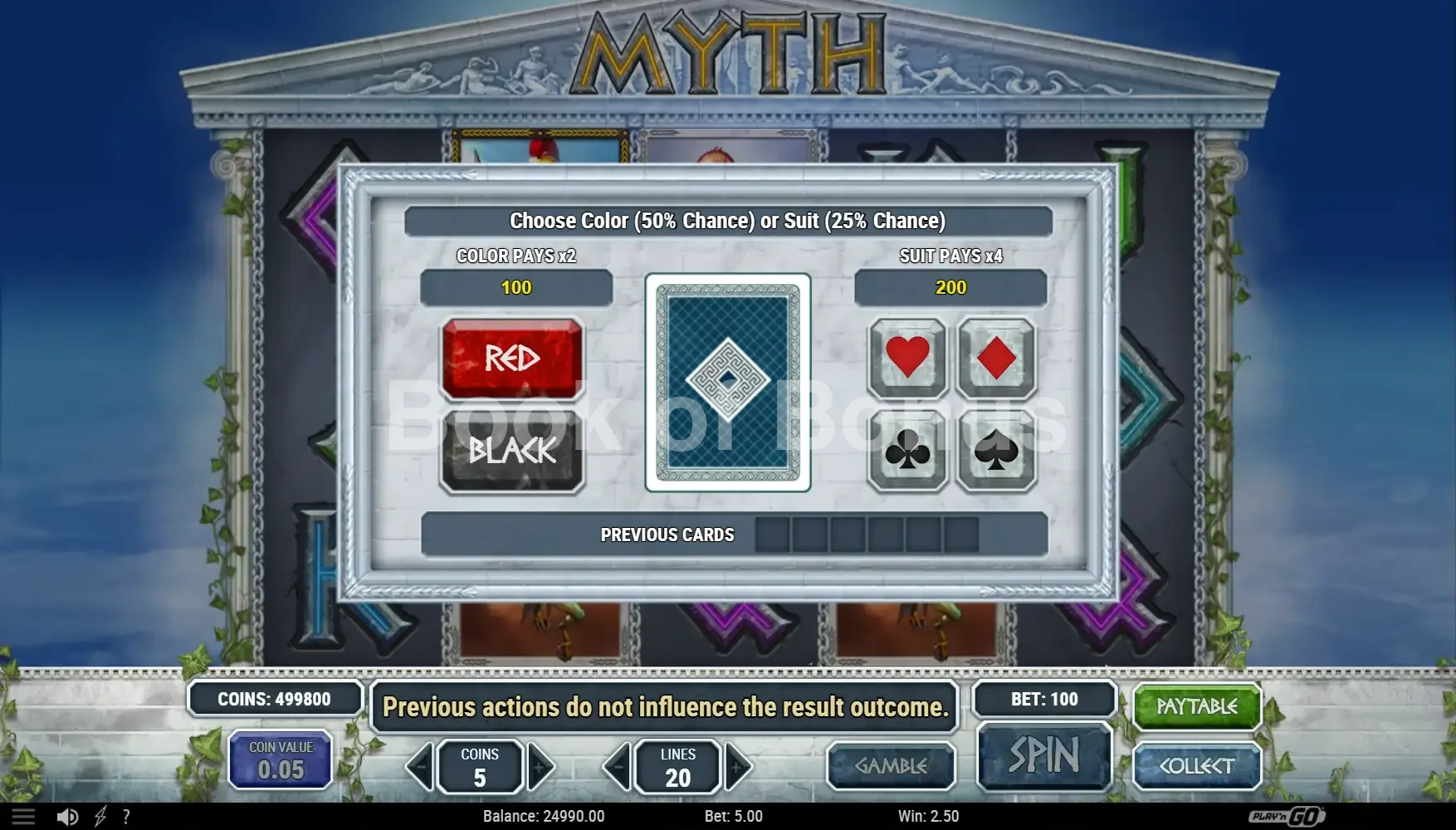 Fonctionnalité Gamble Myth