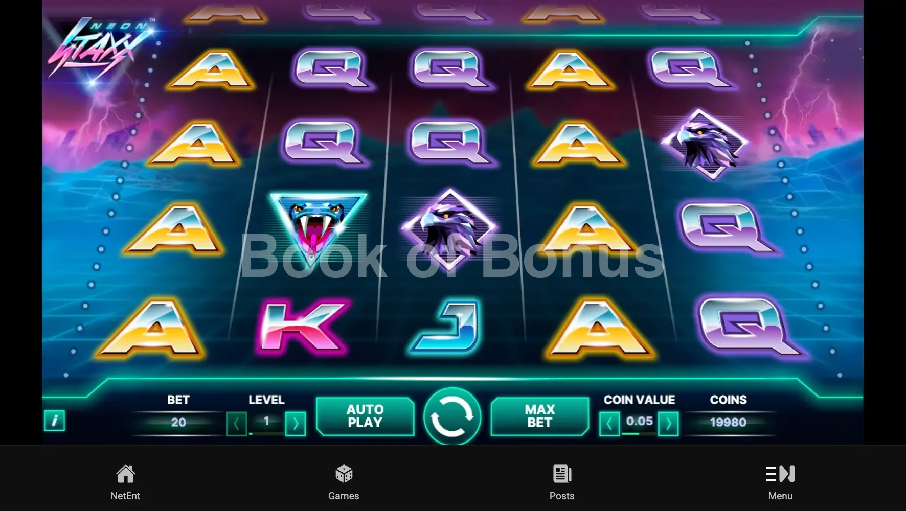 Neon Staxx par NetEnt - base game 2