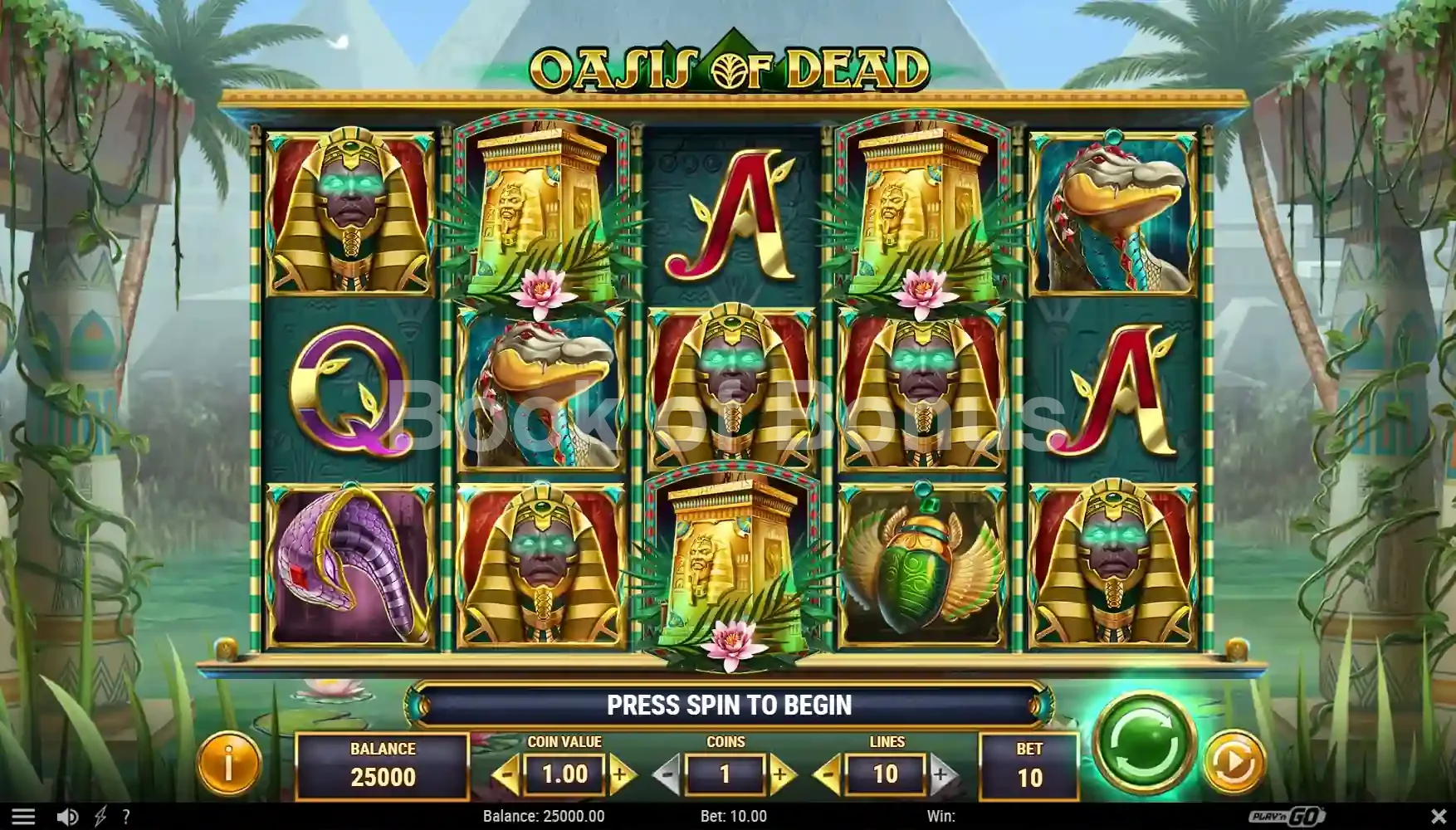 Oasis of Dead par Play'n GO - jeu de base et disposition des rouleaux