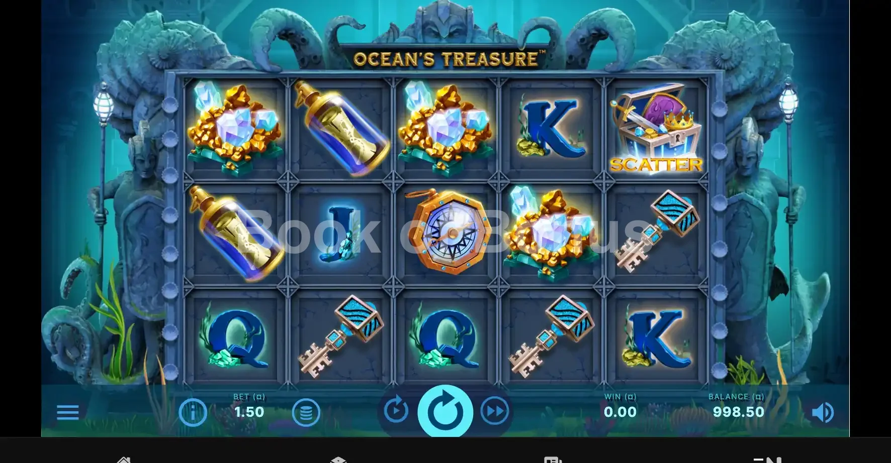Ocean's Treasure par NetEnt - jeu de base et disposition des rouleaux