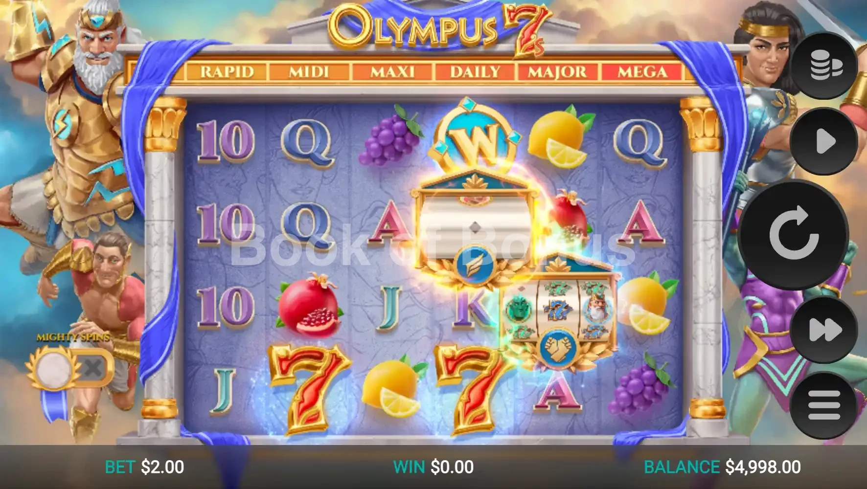 Olympus 7’s Dream Drop par Relax Gaming - jeu de base et disposition des rouleaux