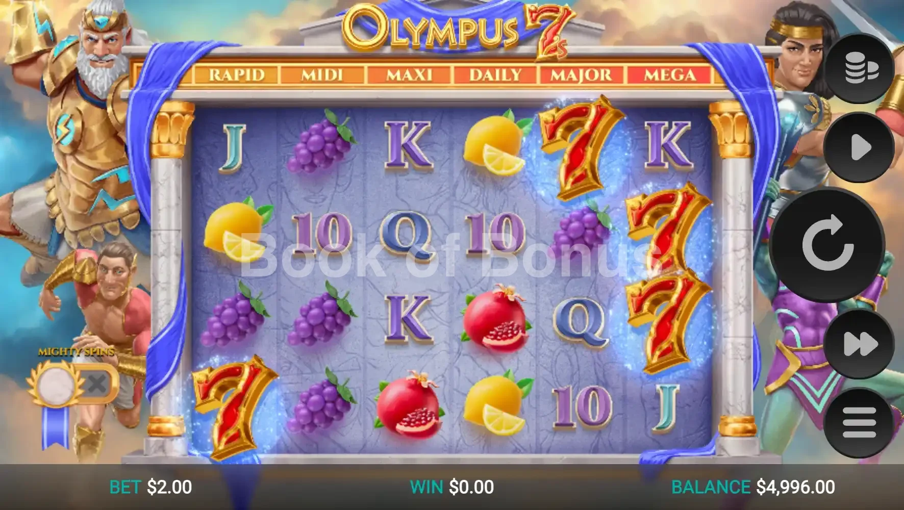 Olympus 7’s Dream Drop par Relax Gaming - base game 2