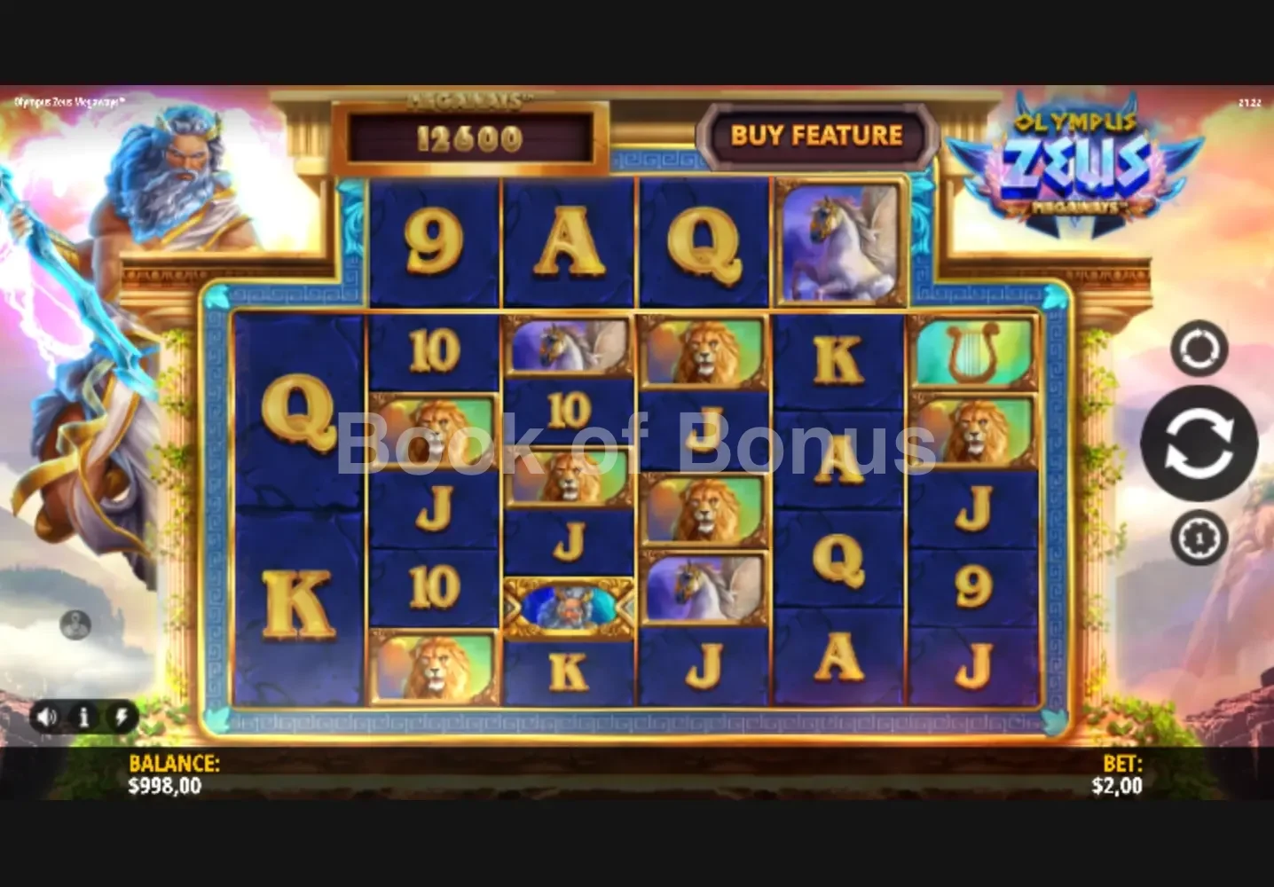 Olympus Zeus Megaways par iSoftBet - jeu de base et disposition des rouleaux