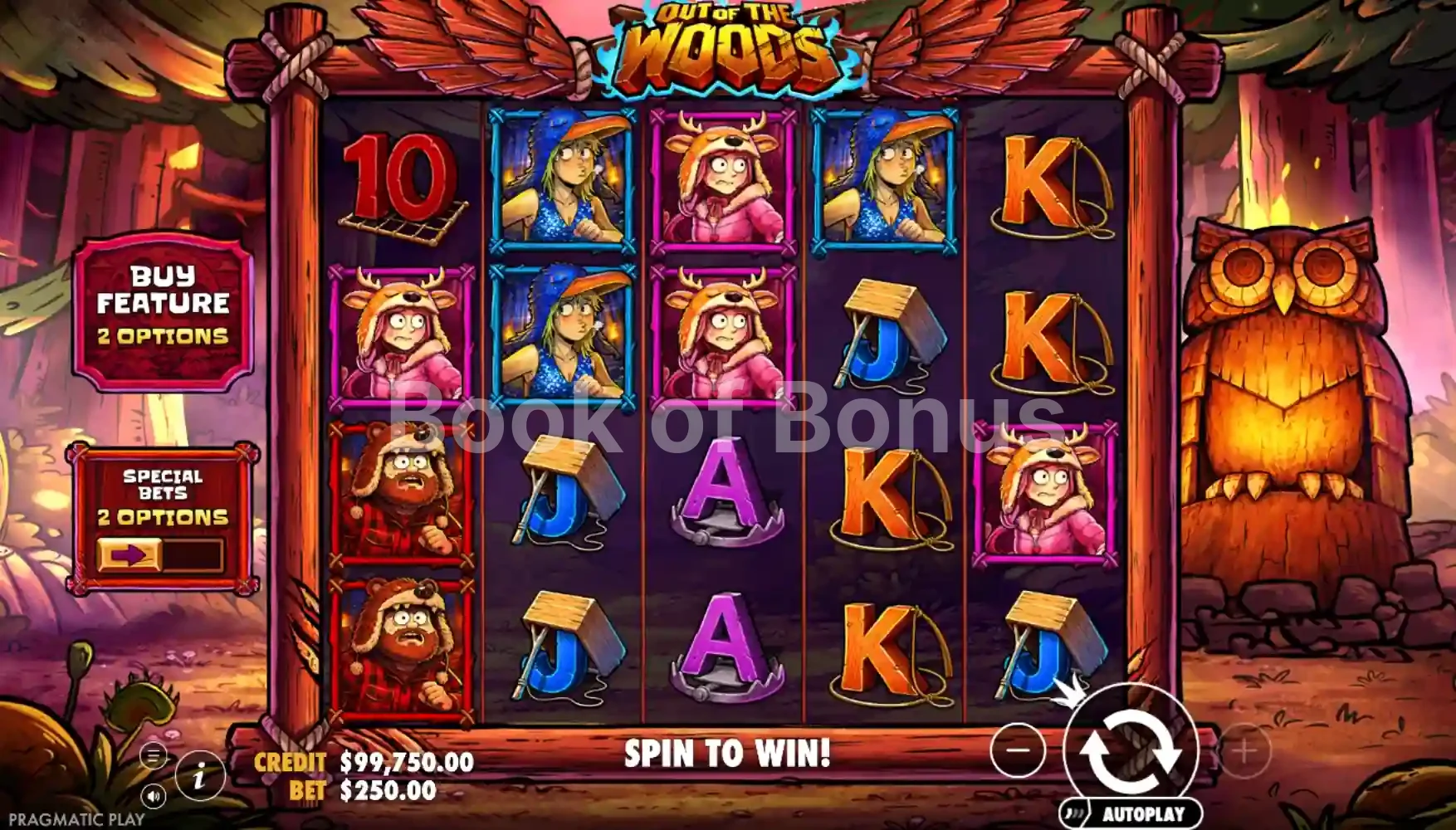 Out of the Woods par Pragmatic Play - jeu de base et disposition des rouleaux