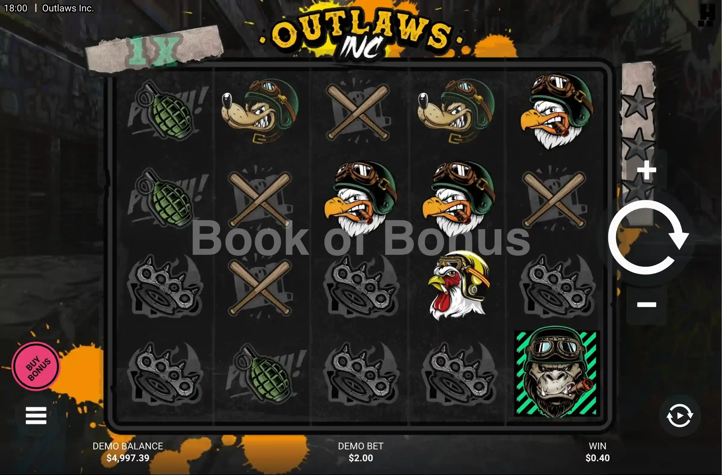 Outlaws Inc par Hacksaw Gaming - jeu de base et disposition des rouleaux