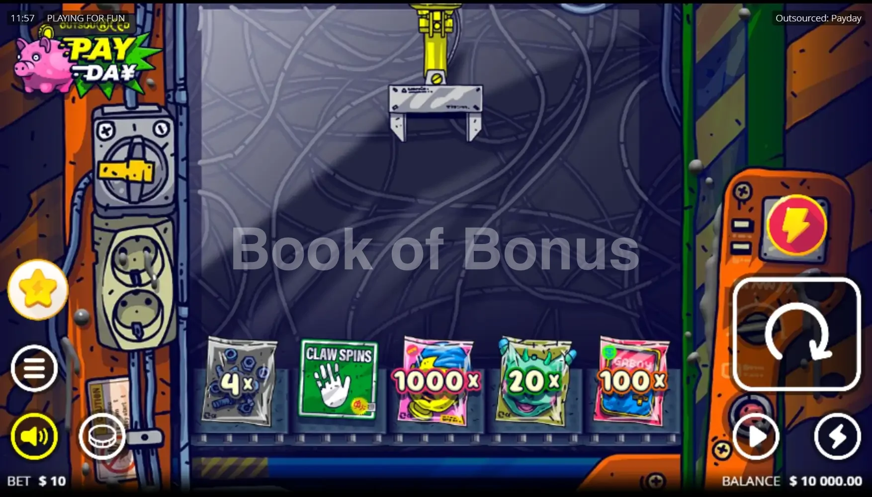 Outsourced Payday par Nolimit City - jeu de base et disposition des rouleaux