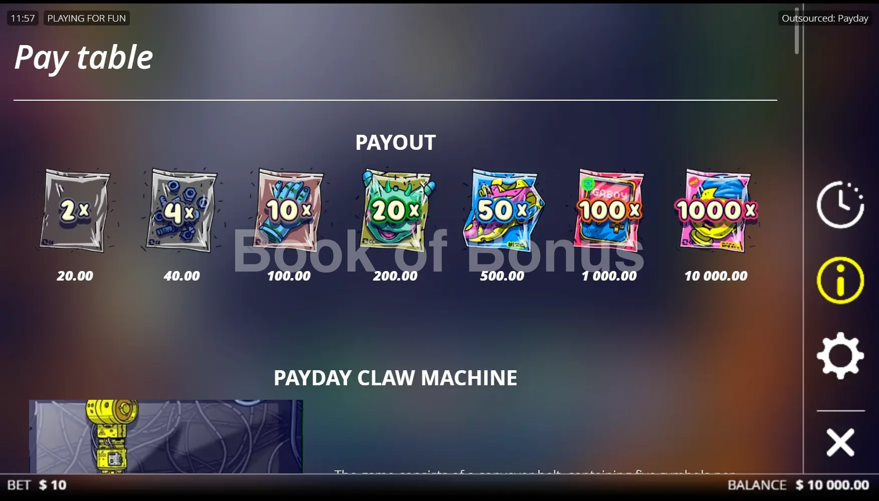 Outsourced Payday par Nolimit City - table des gains et valeurs des symboles