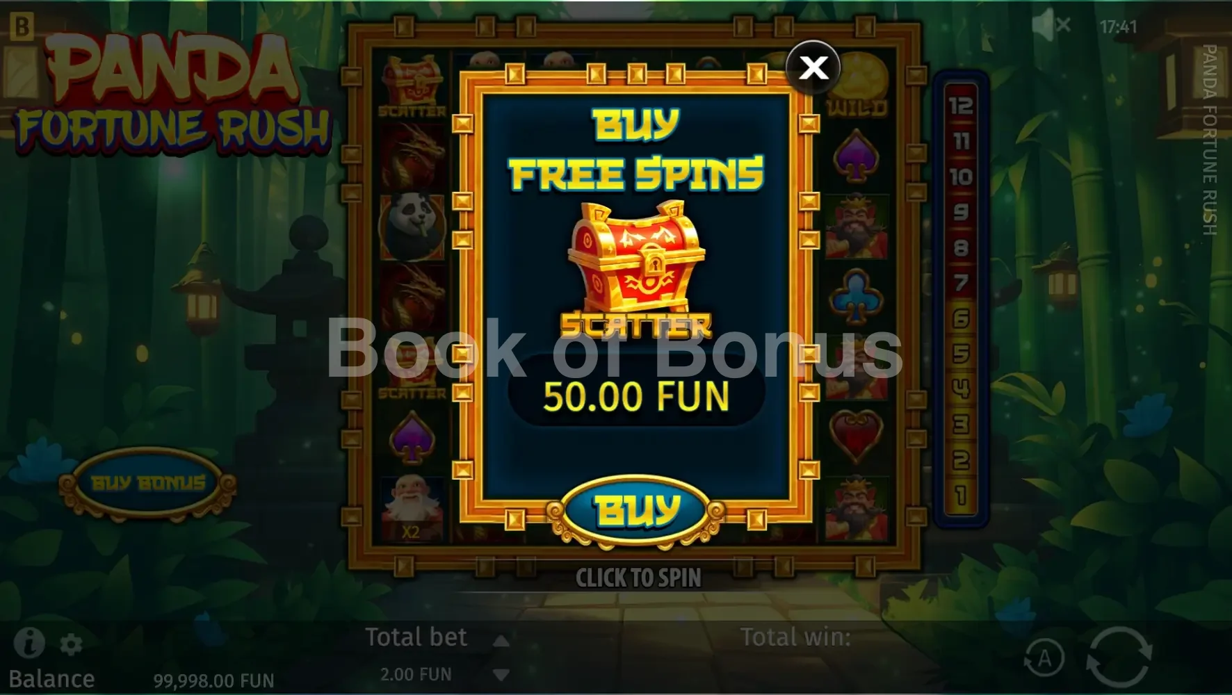 Achat de bonus Panda Fortune Rush