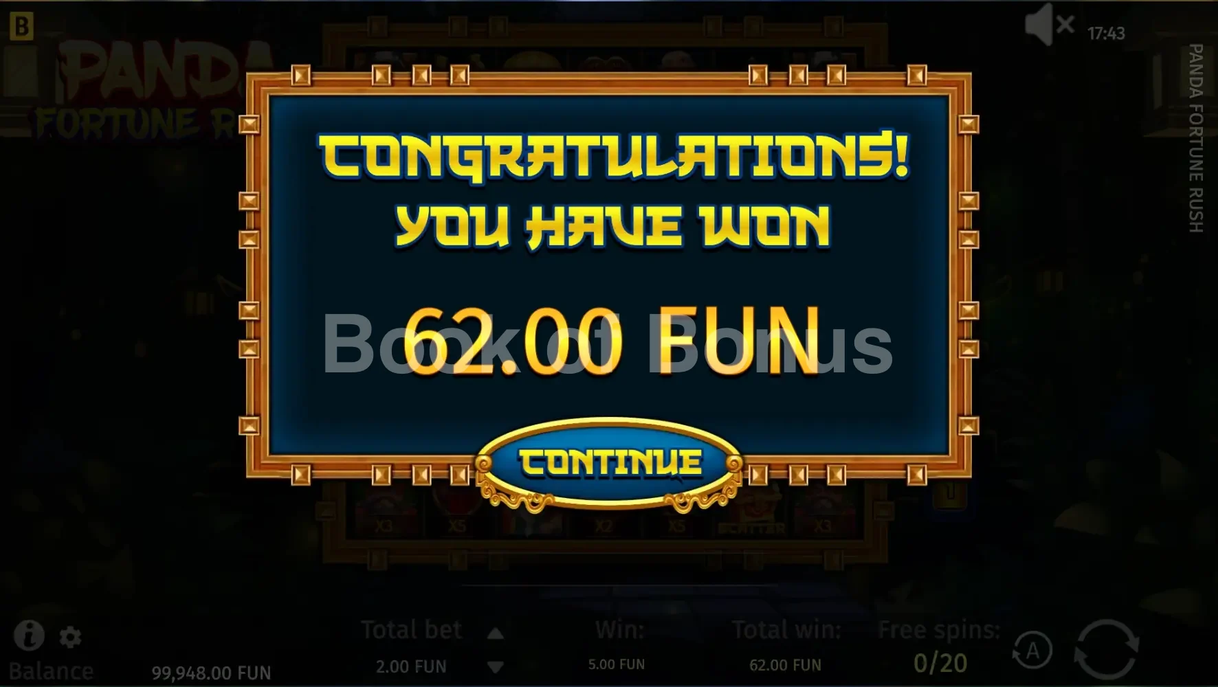 Grand gain sur Panda Fortune Rush